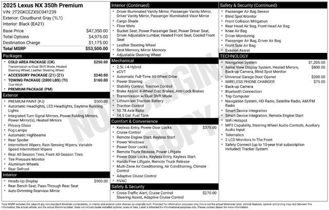 2025 Lexus NX NX 350h Premium