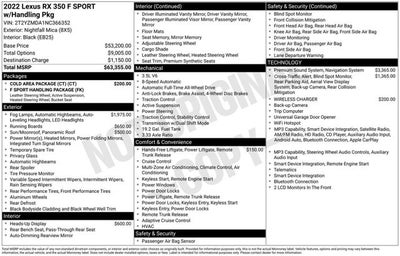 2022 Lexus RX RX 350 F SPORT Handling
