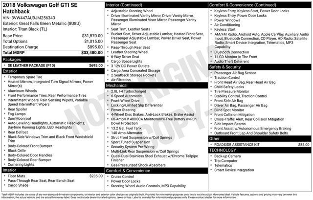 2018 Volkswagen Golf GTI 2.0T SE