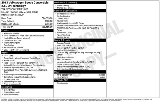 2013 Volkswagen Beetle Convertible 2.5L