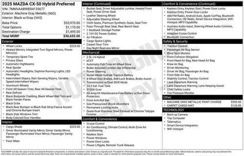2025 Mazda Mazda CX-50 Hybrid Preferred Package