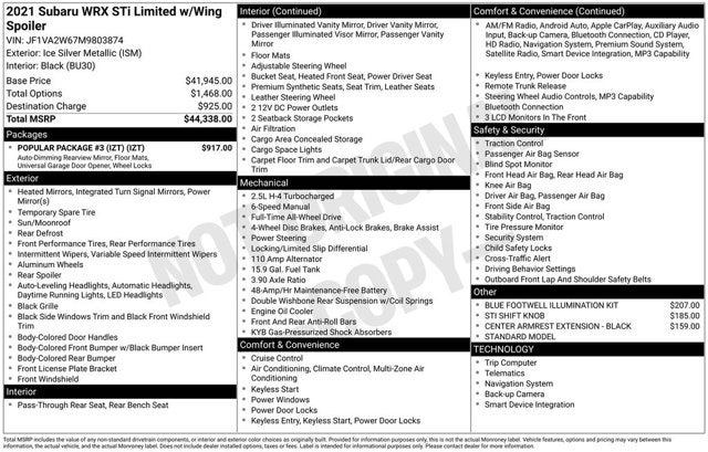 2021 Subaru WRX STI Limited