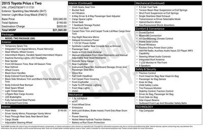 2015 Toyota Prius c Two