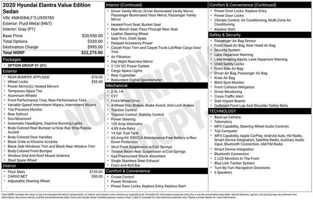 2020 Hyundai Elantra Value Edition
