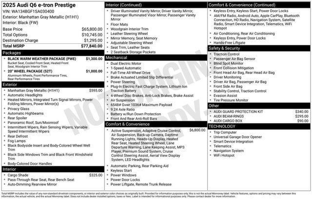 2025 Audi Q6 e-tron Prestige