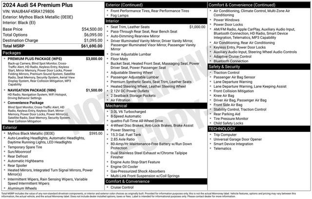 2024 Audi S4 Sedan Premium Plus