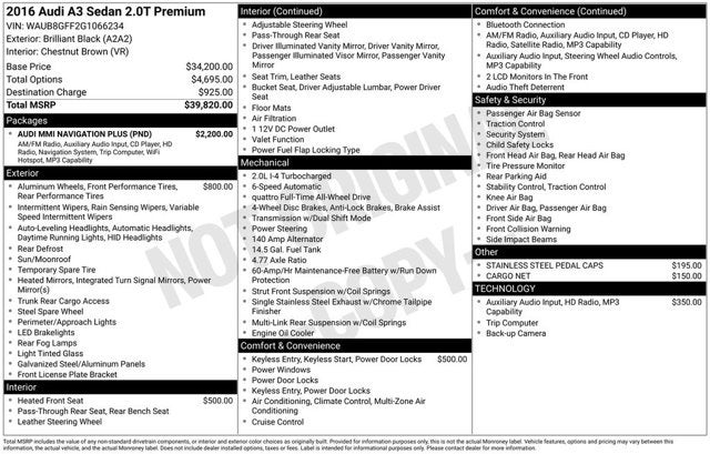 2016 Audi A3 2.0T Premium