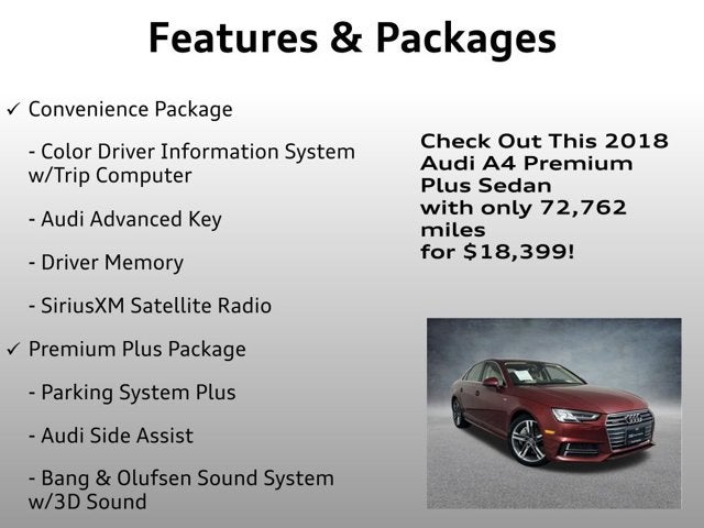 2018 Audi A4 2.0T Premium Plus