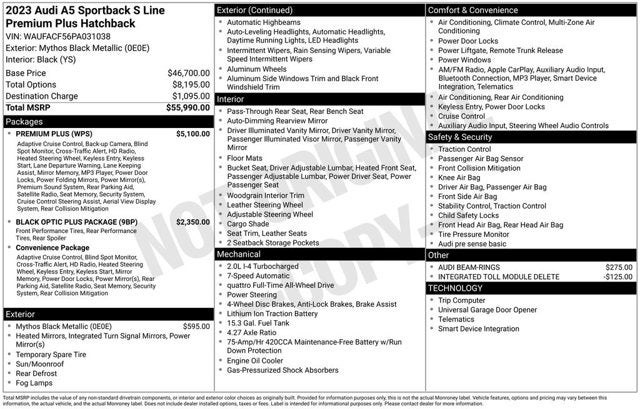 2023 Audi A5 Sportback S line Premium Plus