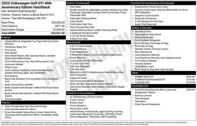 2023 Volkswagen Golf GTI 40th Anniversary Edition